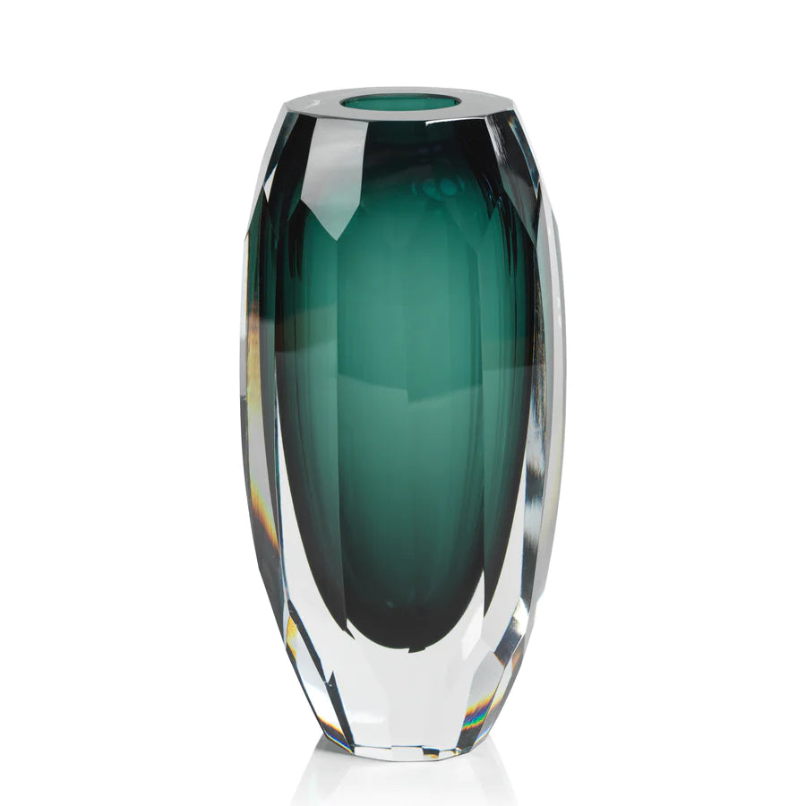 Aman emerald cut glass vase - large