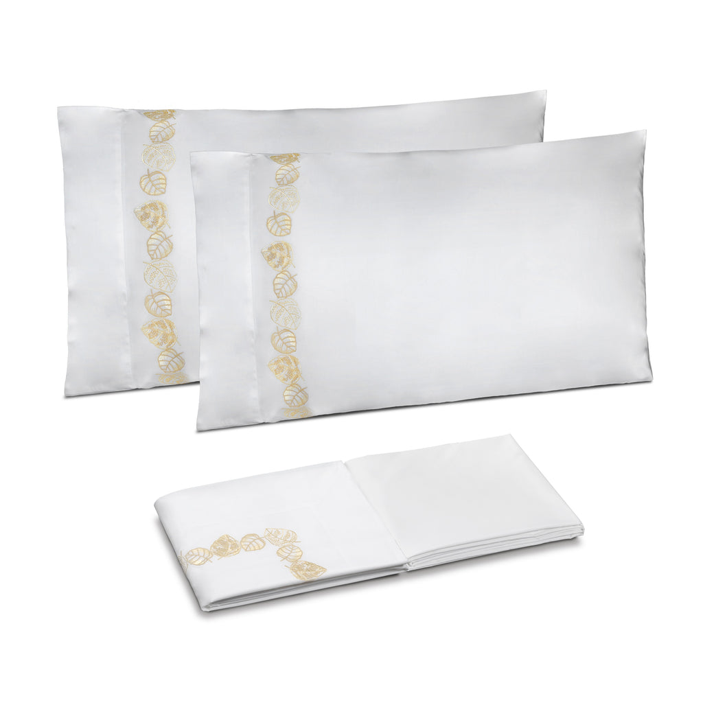 Feuillage Embroidery in White/Ivory Bedding