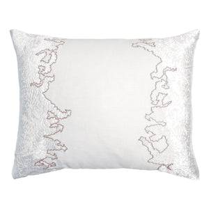 Latte Fern Appliqued Linen Pillow