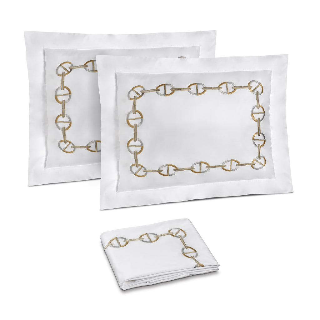 Chaine Embroidered Duvet Cover and Shams with Moka Embroidery