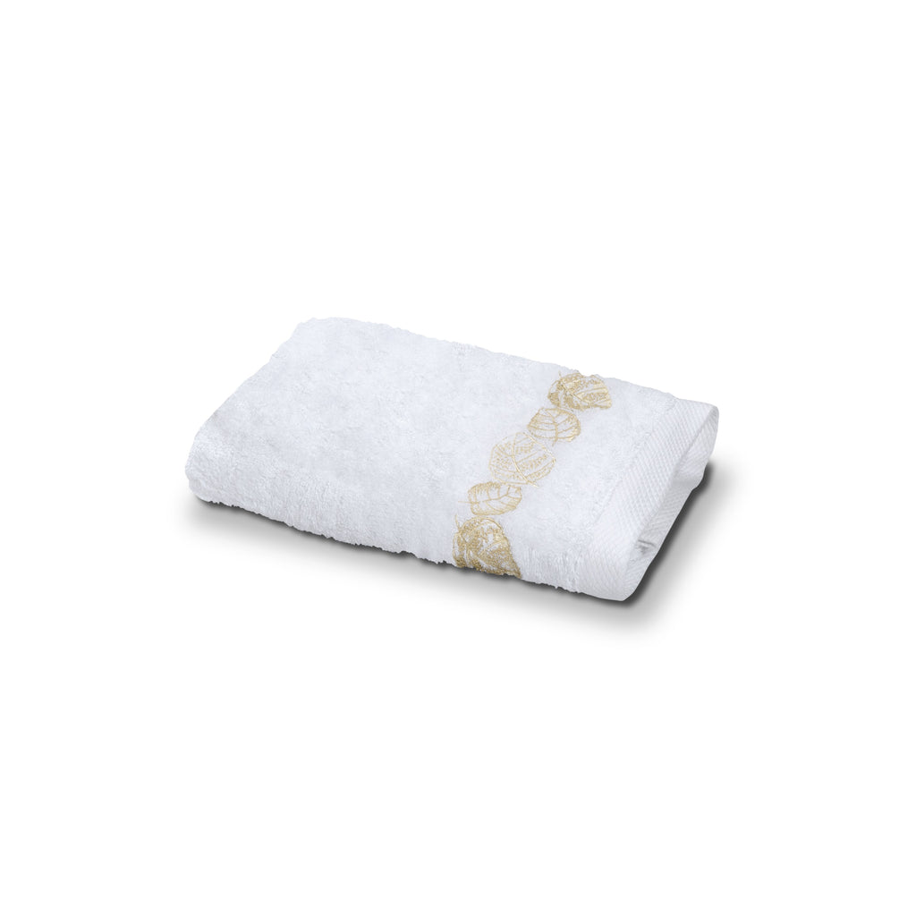 Feuillage Hand Towel with Ivory Embroidery