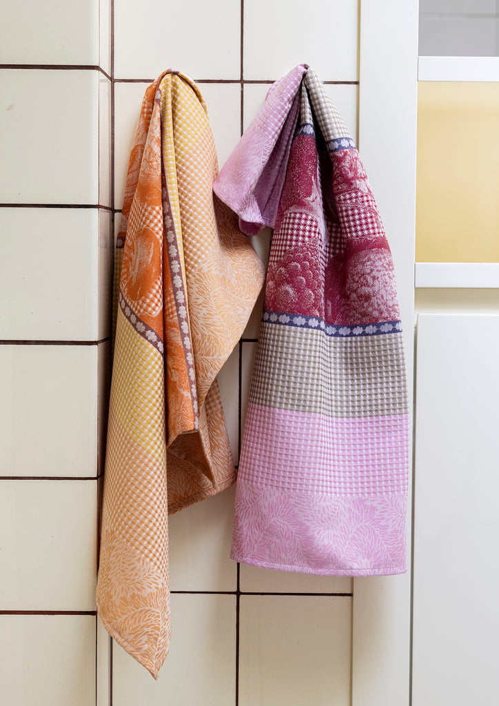 Jardin Des Choux Pink and Orange Tea Towels