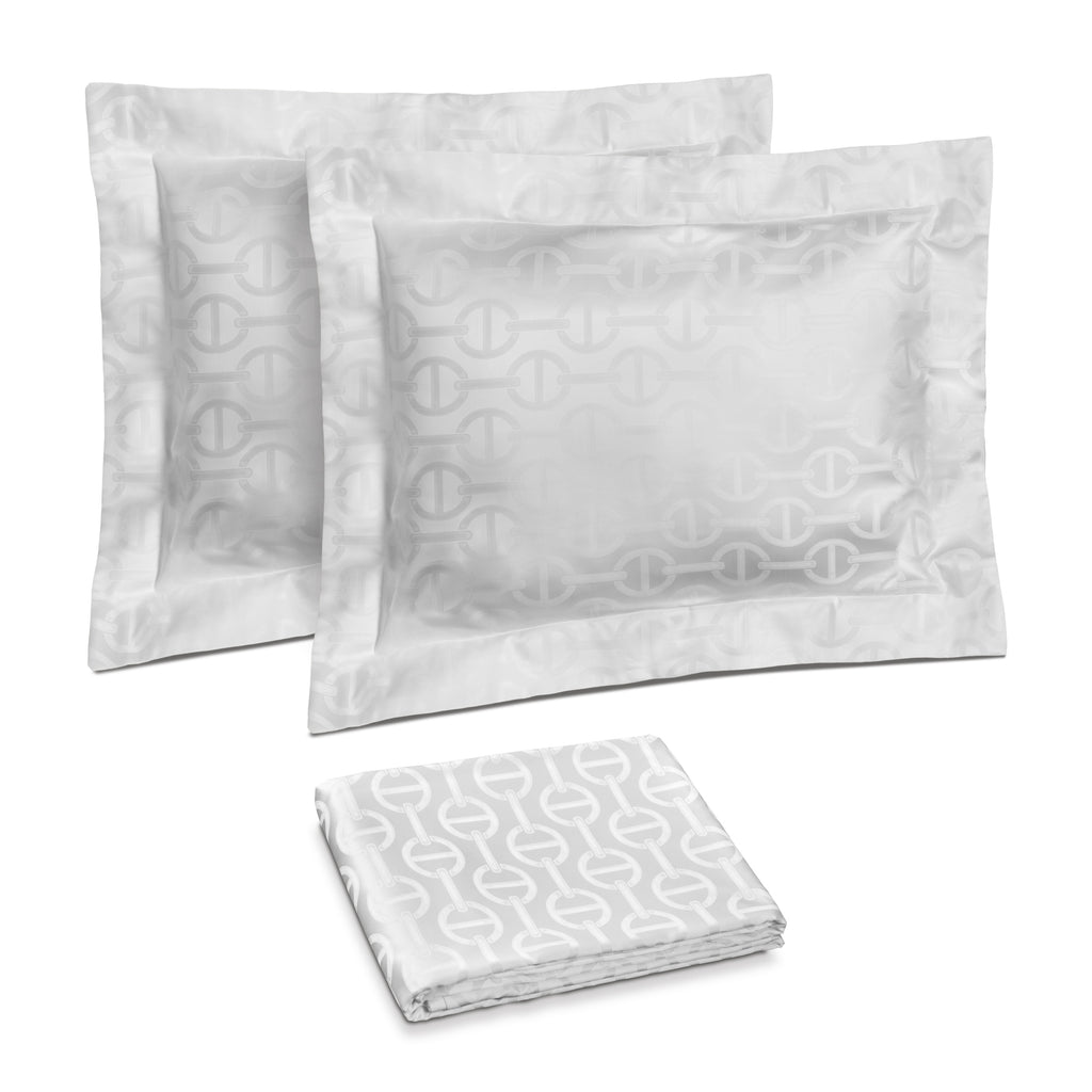 Chaine Jacquard Duvet Cover and Shams in White