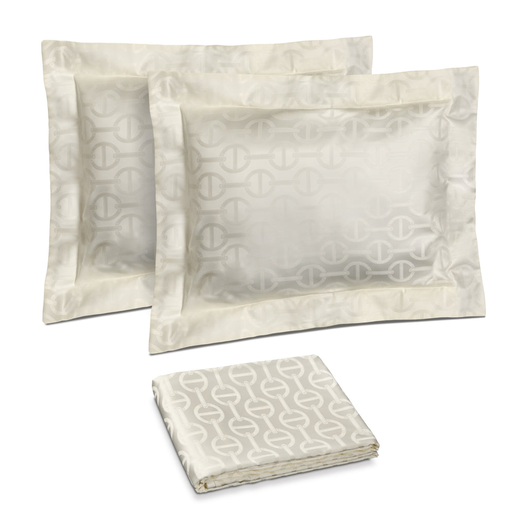 Chaine Jacquard Duvet Cover and Shams in Natural