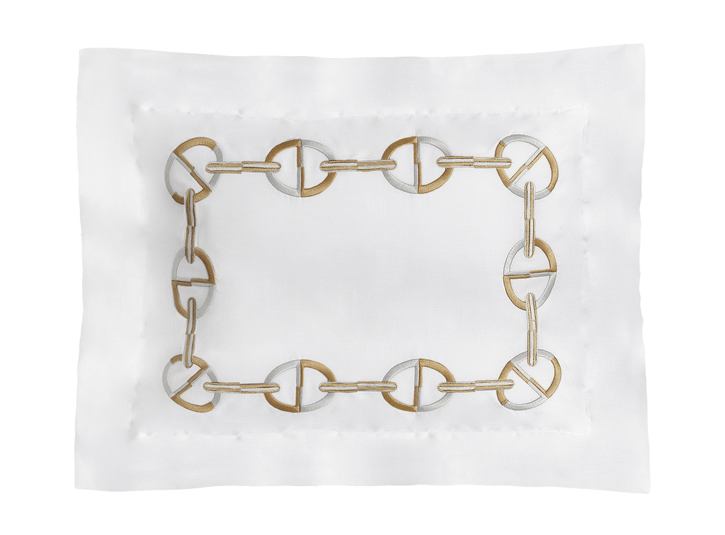 Chaine Embroidered Sham with Mocha Embroidery