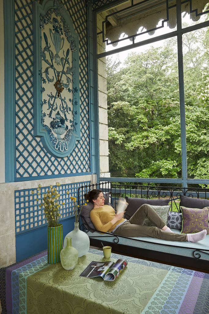 Bastide Olive Coated Tablecloth