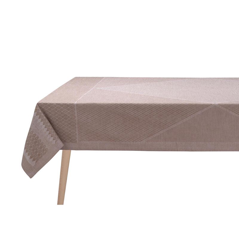 Club Beige Square Tablecloth on top of a rectangle Table 