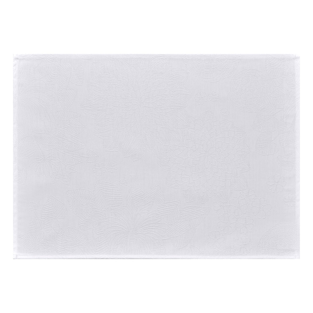 Marie-Galante White rectangular placemat with subtle tone on tone white flower pattern