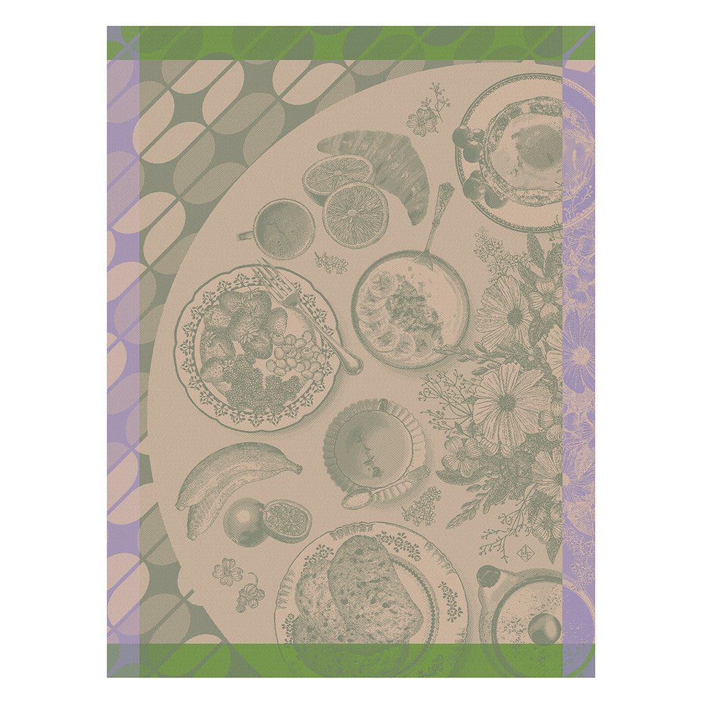 Le Jacquard Francais Brunch Gourmand Kiwi tea towel