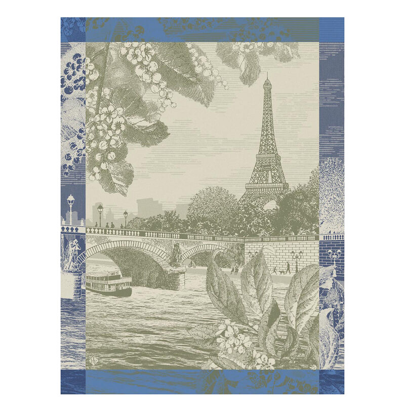 Paris Sur Seine Green Tea Towel