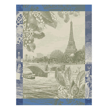 Paris Sur Seine Green Tea Towel