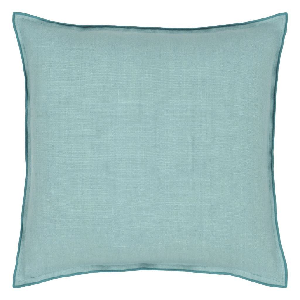 Brera Lino Ocean and Celadon pillow reverse