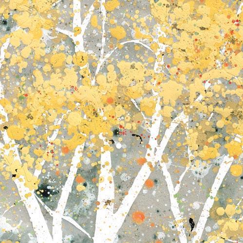 Cocktail Napkin Birch Trees Yellow