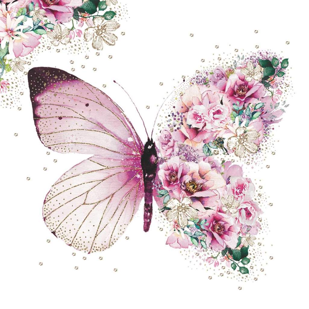 Cocktail Napkin Butterfly Flower