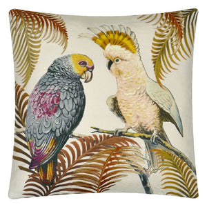Parrot and Palm Parchment Decorative Pillow