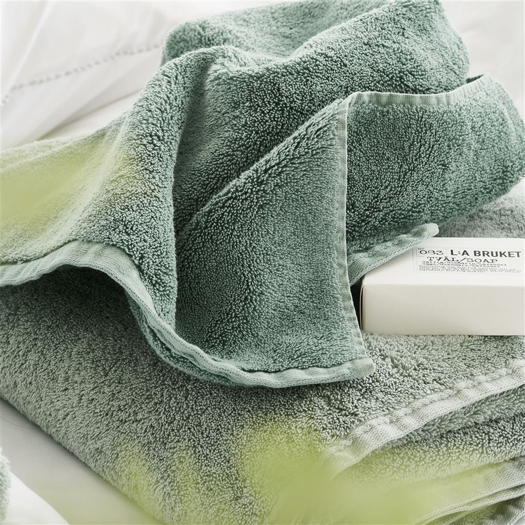 Loweswater Organic Sage Towel Close up