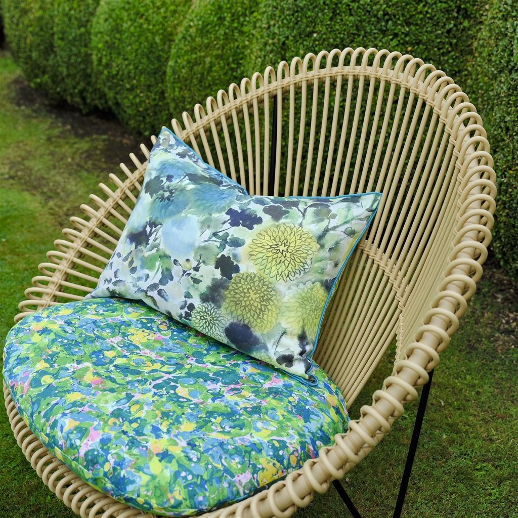 Outdoor Japonaiserie Azure Decorative Pillow