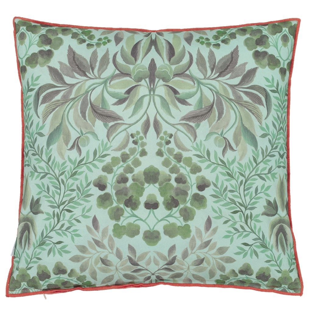 Ikebana Damask Aqua Decorative Pillow