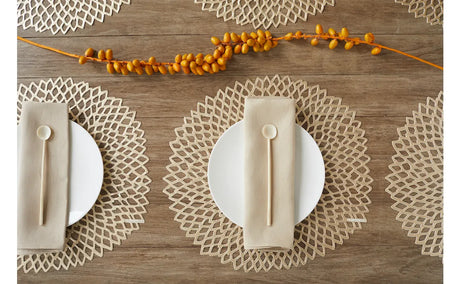 Dahlia Round Placemats - Champagne