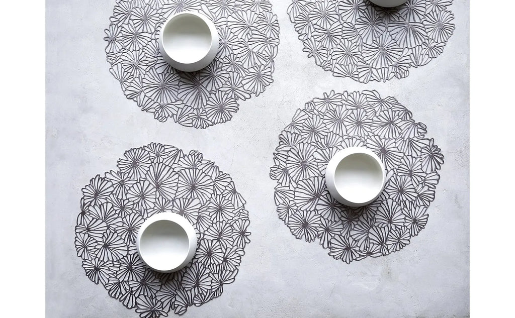 Daisy Round Placemats -Gunmetal