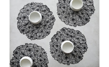 Daisy Round Placemats - Black