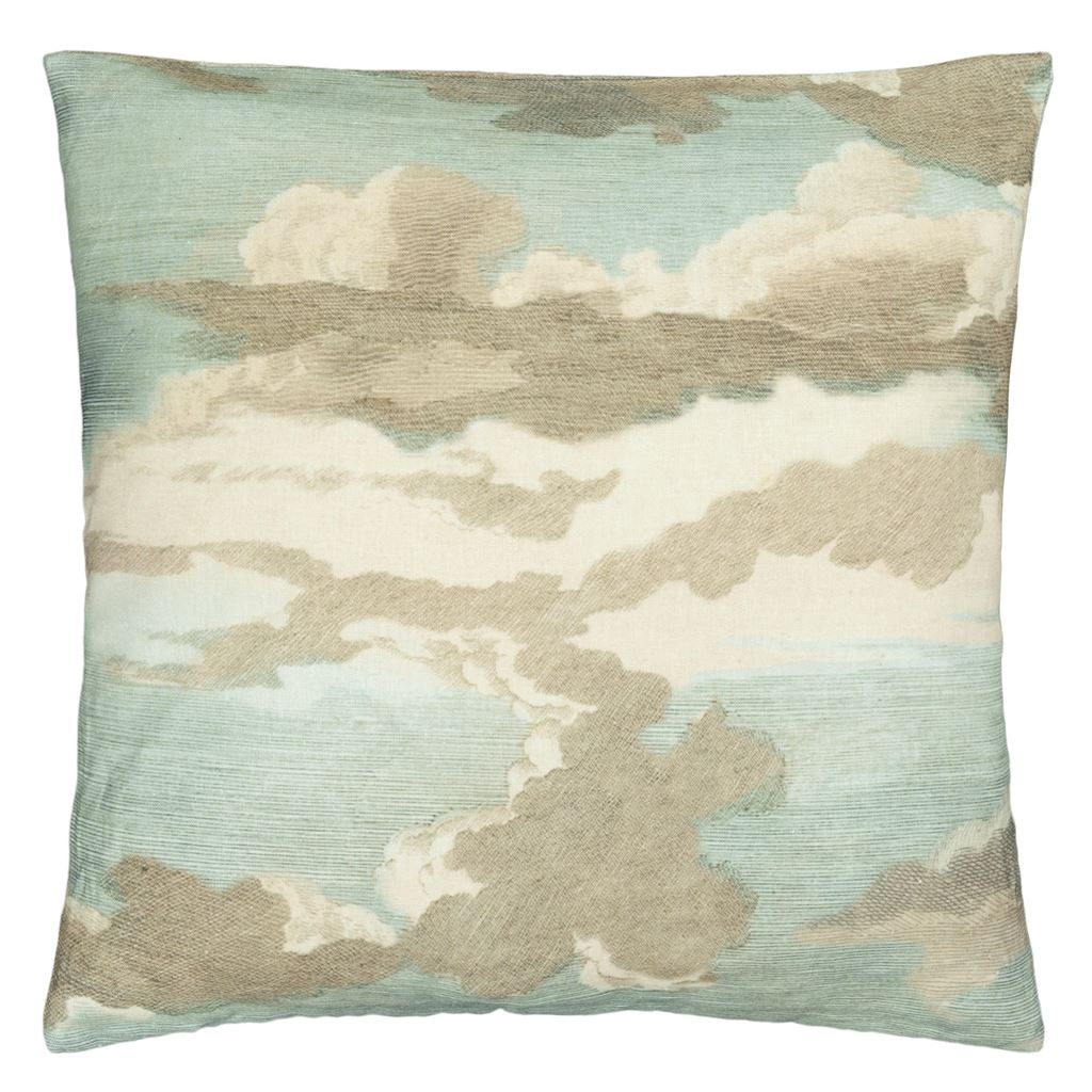 John Derian Dragonfly Over Clouds Sky Blue Decorative Pillow
