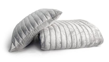 Channel velvet quilted coverlet and sham - grey
