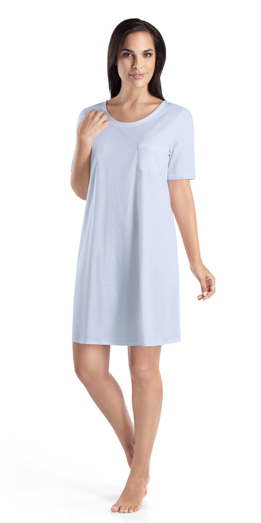 Cotton Deluxe Short Sleeve Nightdress - Blue Glow