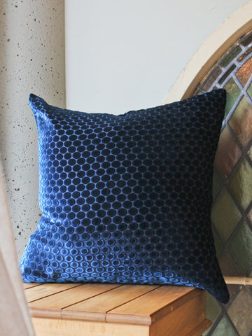 Velvet Dots 20" Cobalt Black Pillow