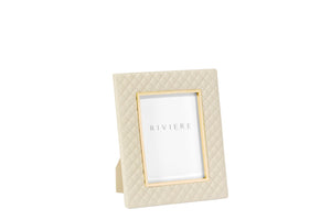 ANITA 4"x 6" Quilted Leather Frame - Ivory