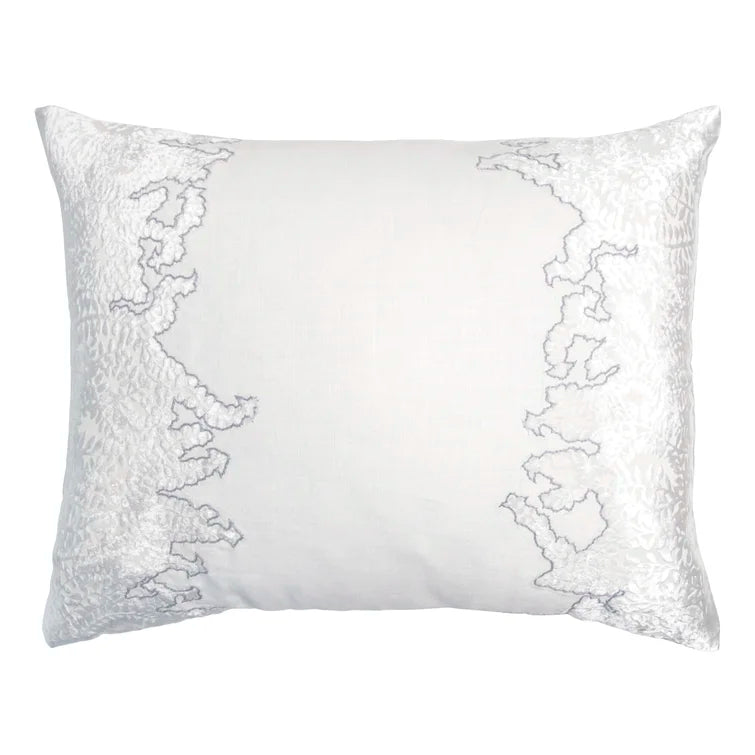 Velvet White & Grey Fern Applique 16" x 20" Pillow