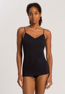 Cotton Seamless Padded Spaghetti Top - Black