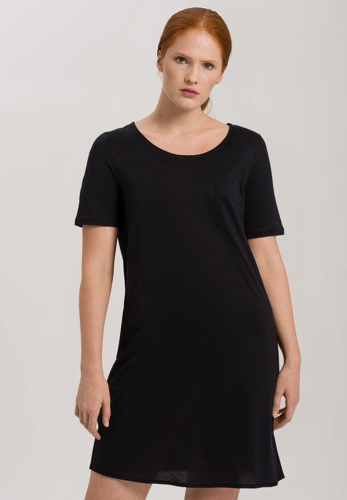 Cotton Deluxe Short Sleeve Nightdress - Black