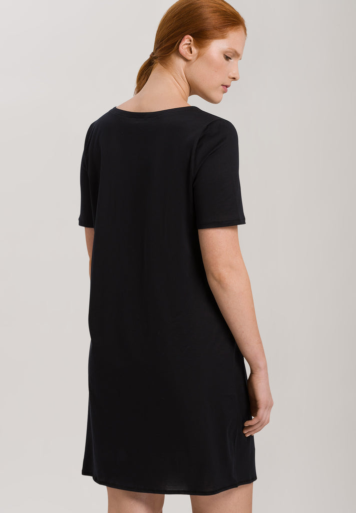Cotton Deluxe Short Sleeve Nightdress - Black