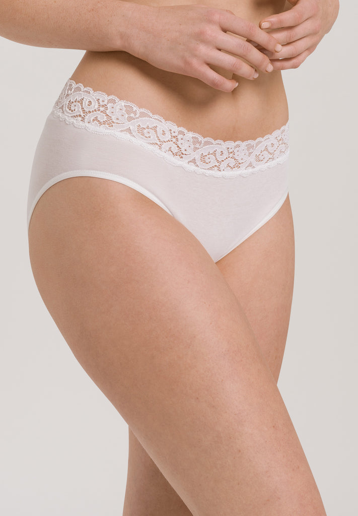 Moments Midi Briefs - White with lace