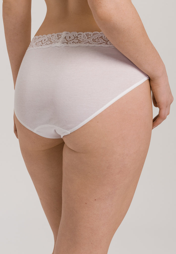 Moments Midi Briefs - White with lace