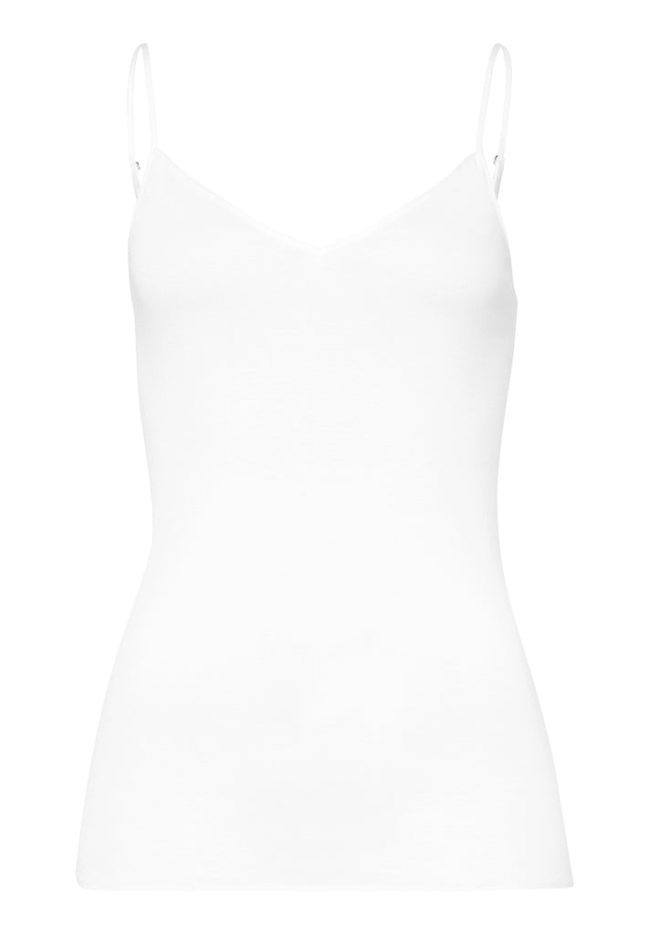 Cotton Seamless Spaghetti Top - White