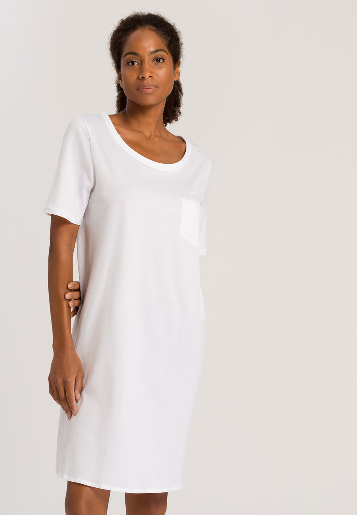 Cotton Deluxe Short Sleeve Nightdress - White