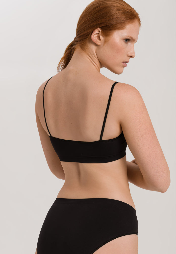 Touch Feeling Spaghetti Strap Crop Top Back - Black