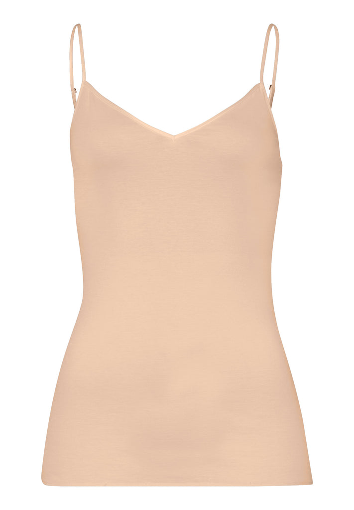Cotton Seamless Spaghetti Top - Beige
