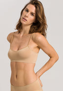 Touch Feeling Spaghetti Strap Crop Top - Beige