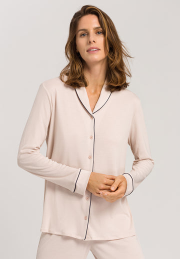 Natural Comfort Long Sleeve Pajama - top - Almond