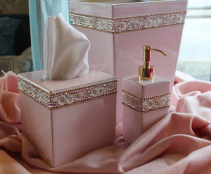 Chantilly Ballerina/Gold Floral Glass and Crystal Bathroom Accessories