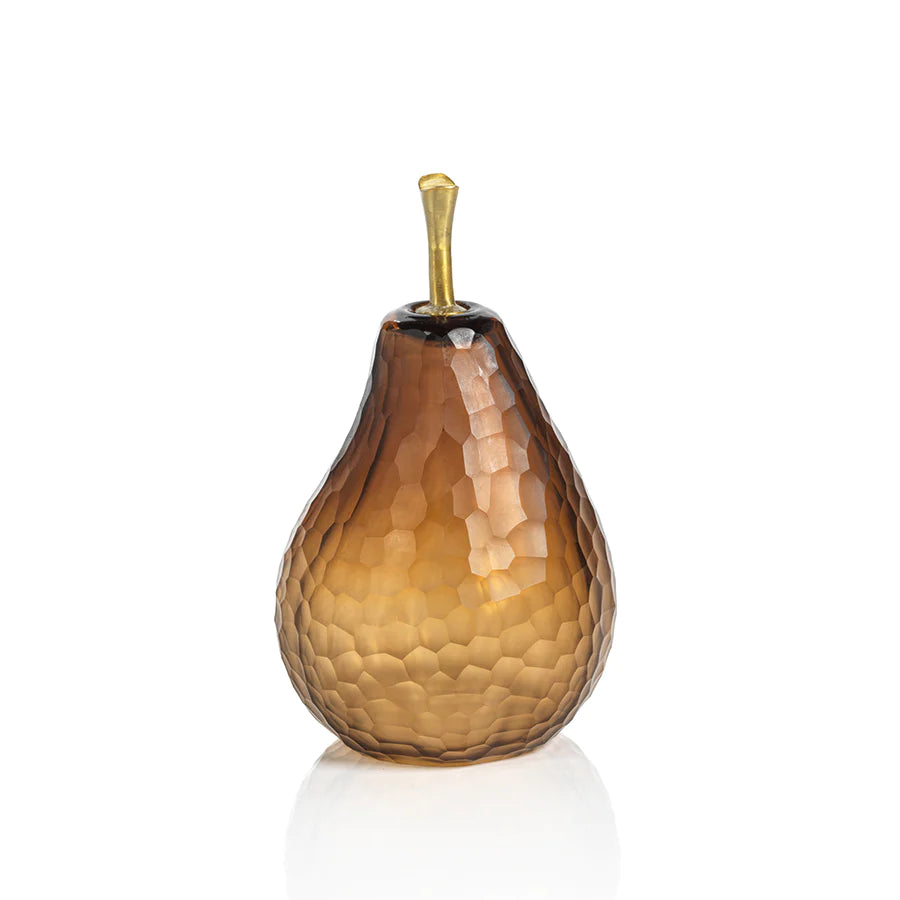 Amber Cut Glass Pear