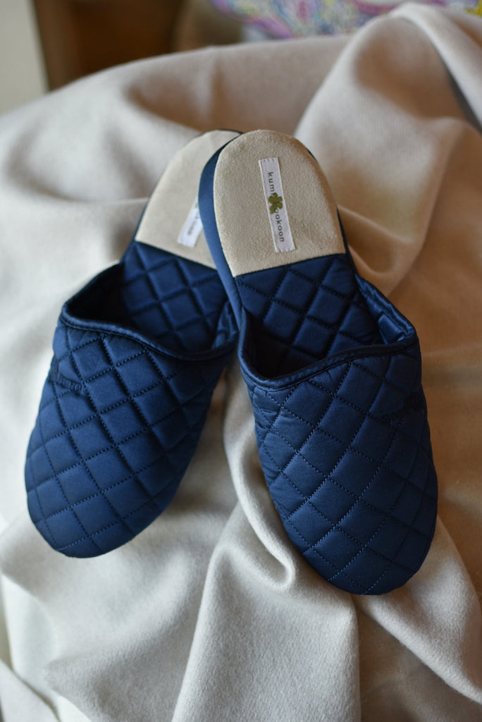 Indigo Silk Slippers