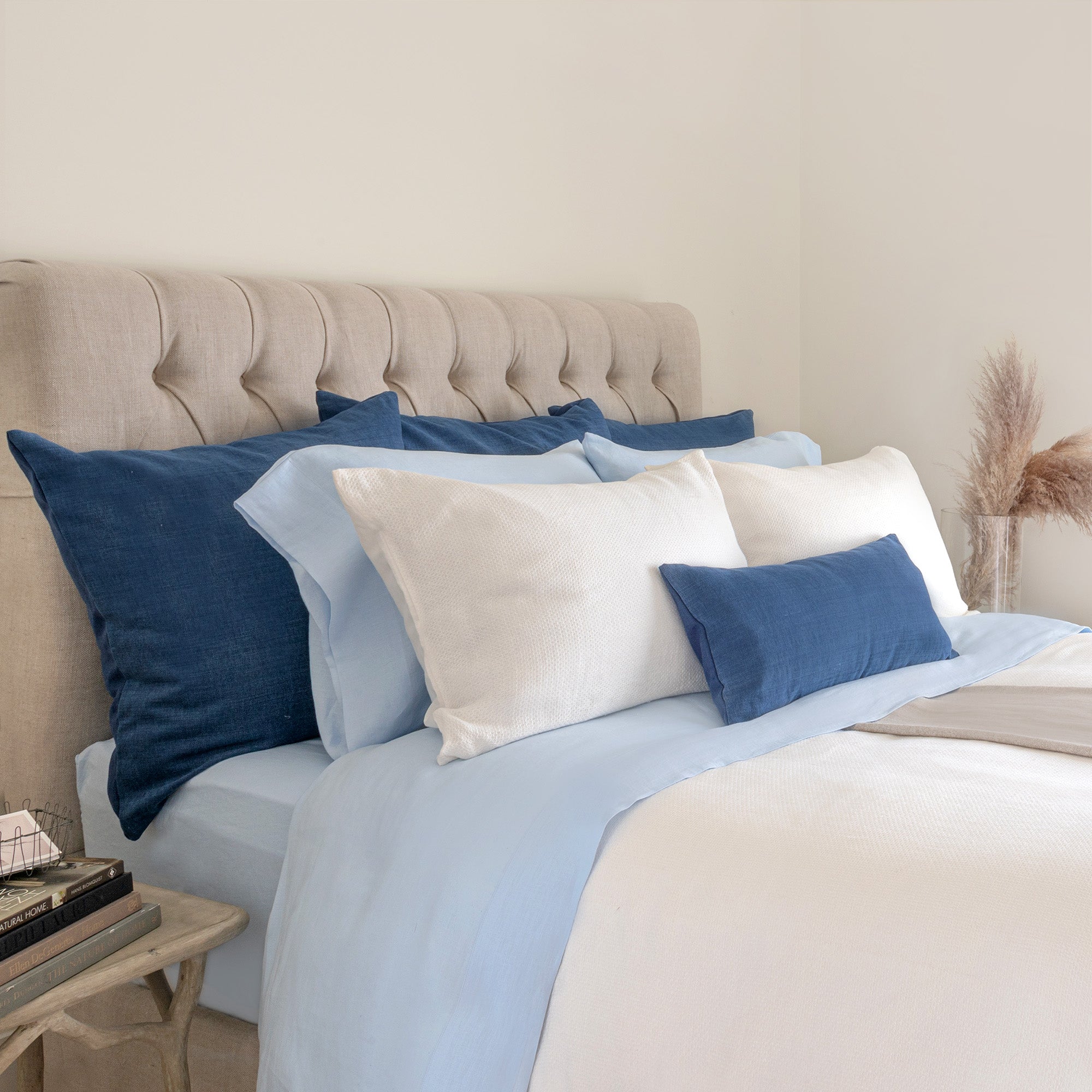 Avalon Bedding styled with Nicola Linen Sheets