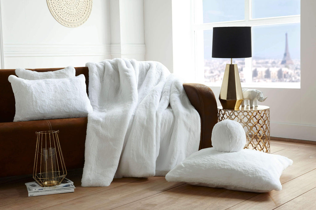 White Faux Fur Throw