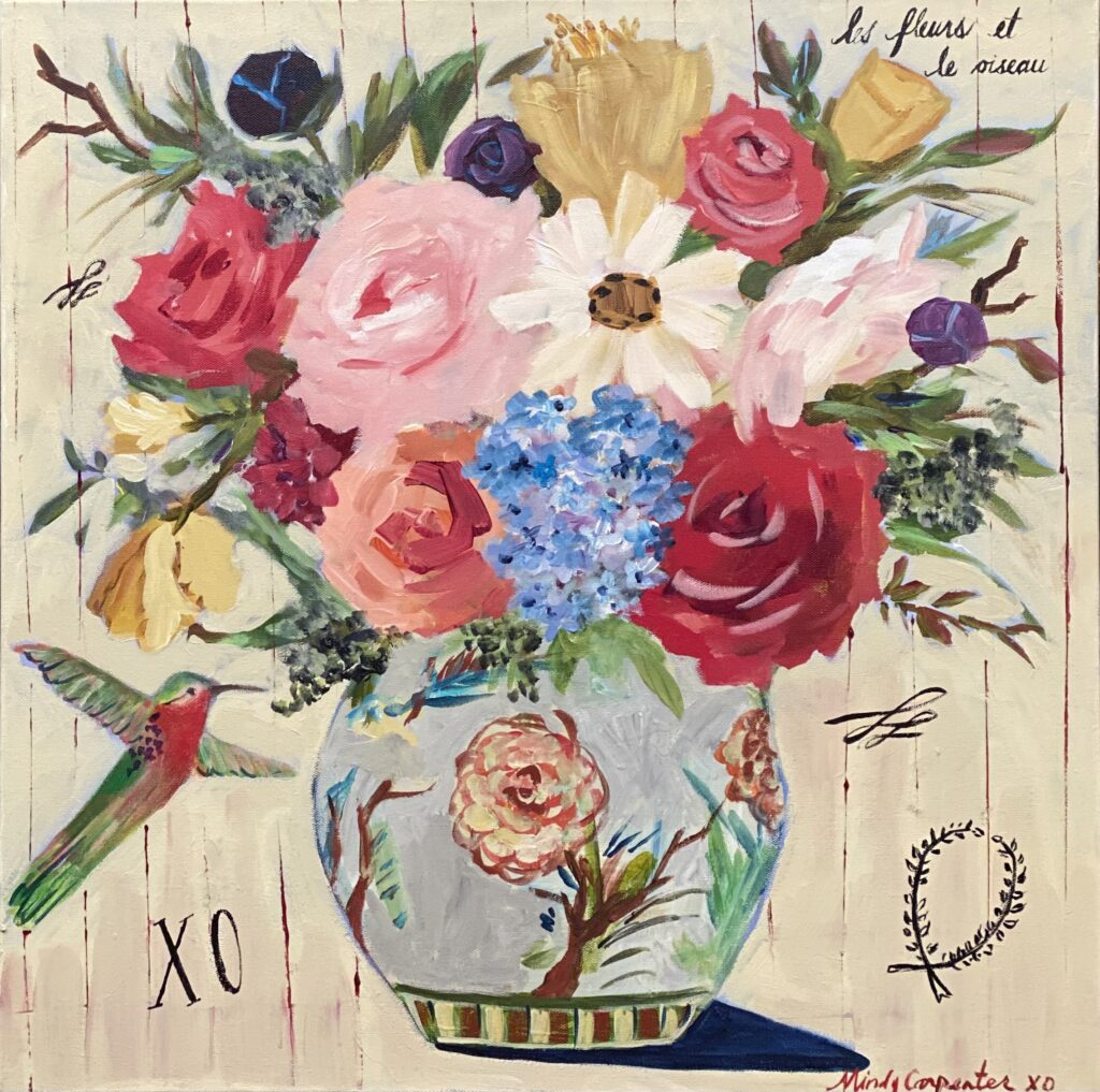 Xo Hummingbird Floral Card