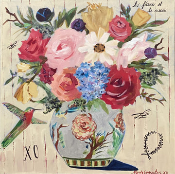 Xo Hummingbird Floral Card