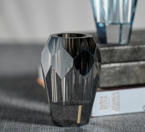 Veniza Cut Crystal Vase - Smoke